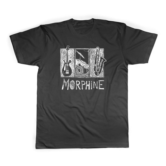 Morphine Band T-Shirt: Black, White Woodcut Design