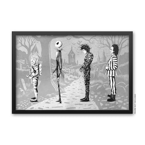 Tim Burton Characters Print, Beetlejuice, Jack Skellington, Mars Attacks, Edward Scissorhands, Movie Poster, Movie Photo, Poster, Wall Decor