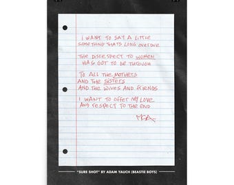 Beastie Boys 'Sure Shot' Lyric Poster: MCA Tribute Art Print