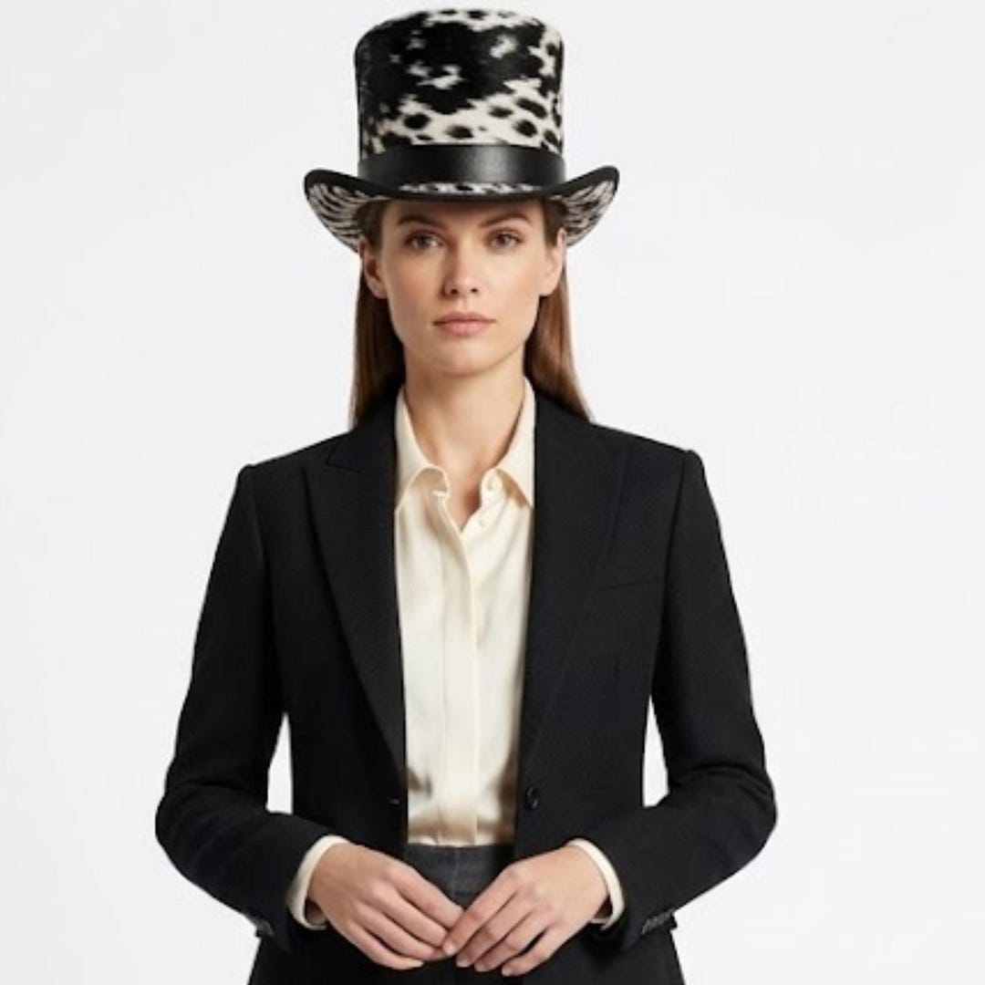 Cowhide Top Hat Formal Elegant Statement Leather Black White Pattern ...