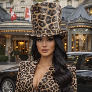 Leopard Top Hat Moderiktig Festkostym Dam Elegant Djärv Stil Tillbehör