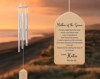 Custom Mom Wedding Wind Chime, Mother Of The Groom Wind Chime Gift From Bride, Thank You For Raising The Man Of My Dreams