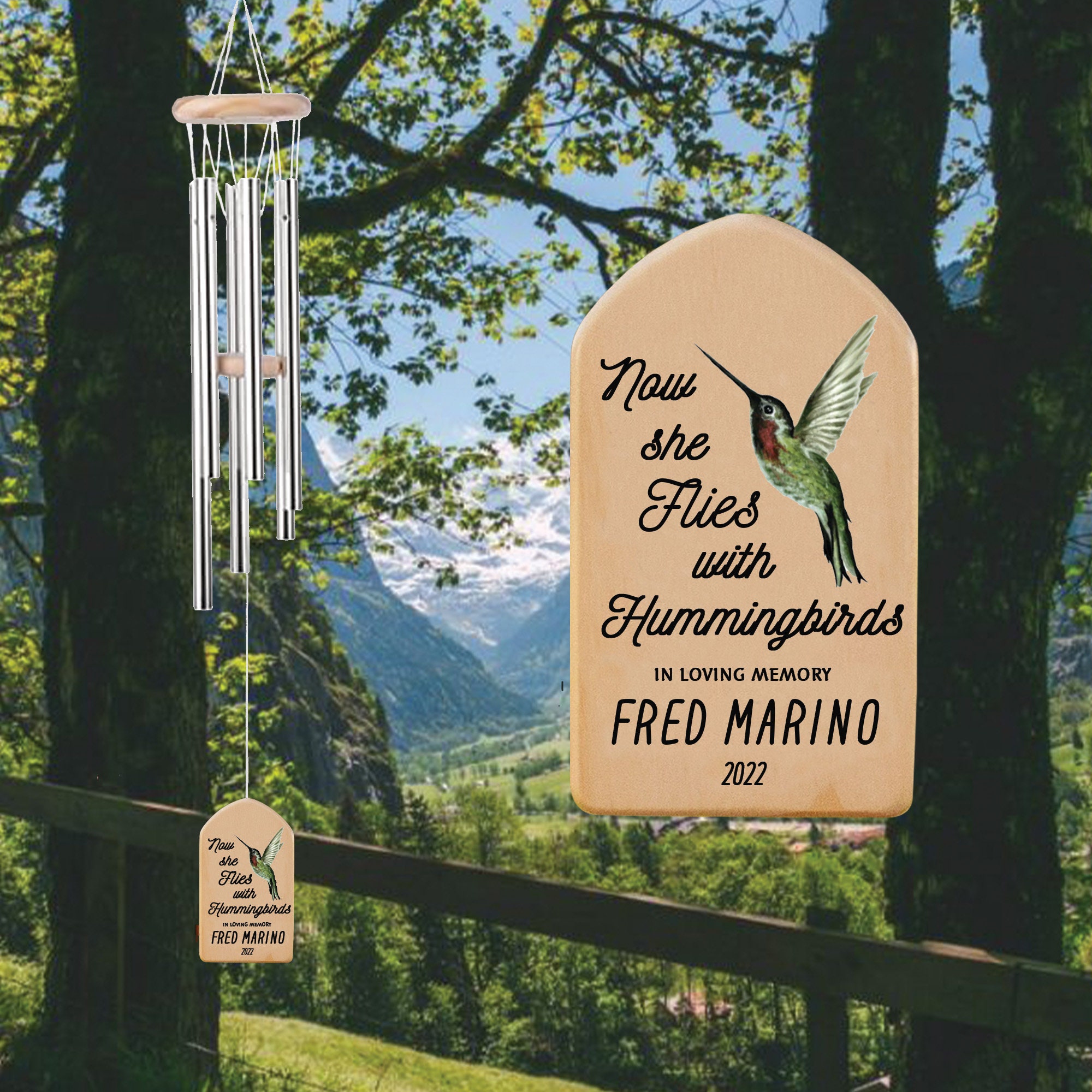 Hummingbirds Memorial Wind Chimes, In Loving Memory Of Wind Chimes sold ...