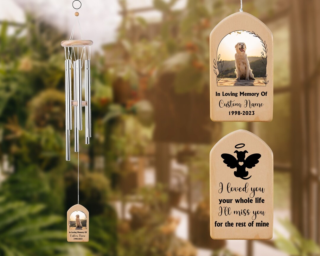 Personalized Pet Memorial Wind Chime, Bereavement Gift in Memory of Dog