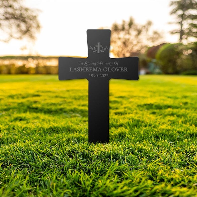 Cross Grave Marker Personalized, Loss of Loved One Grave Stake