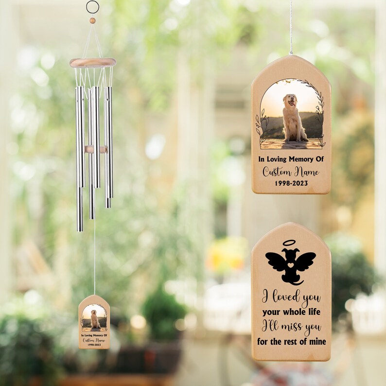 Personalized Pet Memorial Wind Chime, Bereavement Gift in Memory of Dog