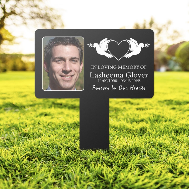 Personalized Memorial Plaque, Outdoor Grave Marker, Photo Keepsake