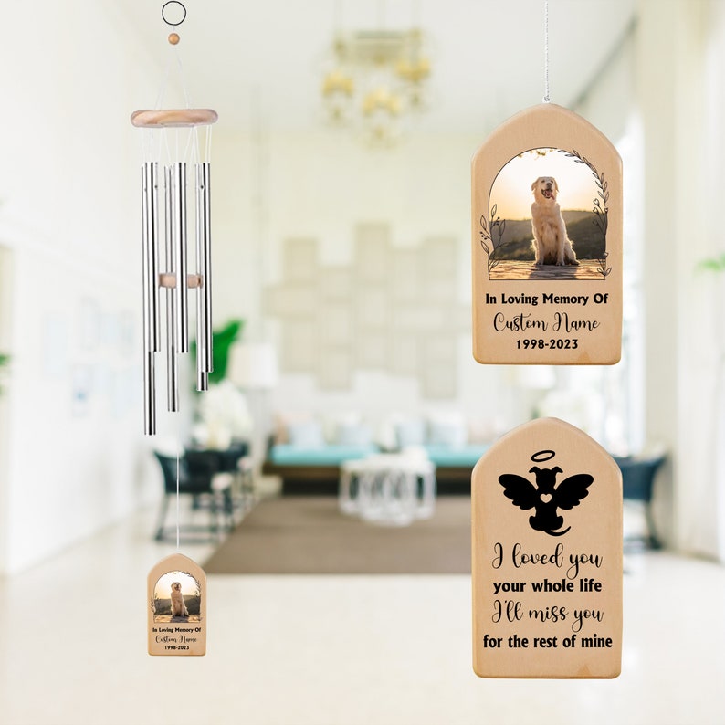 Personalized Pet Memorial Wind Chime, Bereavement Gift in Memory of Dog
