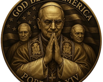 Pope Leo XIV Commemorative Coin – 2025 Silver/Gold Plated Collectible – Vatican Souvenir – Cardinal Robert Francis Prevost