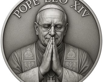 Pope Leo XIV Coin – First American Pope Gift – 2025 Collector’s Item – Velvet Bag & Case Included