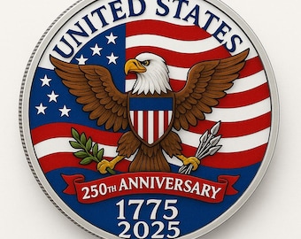 Custom 250th Anniversary USA Coin – Personalized American Eagle Commemorative Medal – 1775-2025 Patriotic Gift