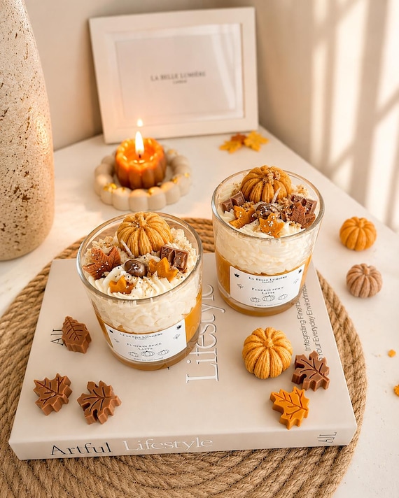 Handmade Pumpkin Spice Latte Scented Soy Candle | Fall Decor