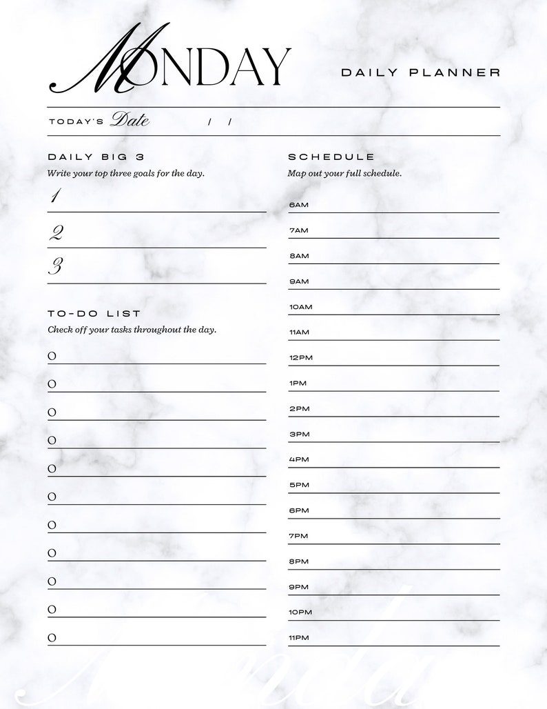 Digital Daily Planner Printable Daily Planner Instant Download PDF Edit ...