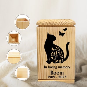 Personalized Pet Urn for Cat, Cat Memorial Sympathy Gifts, Pet Loss Gift, Cat Ashes Box, Keepsake Vial for Ashes, Cat Bereavement Gift