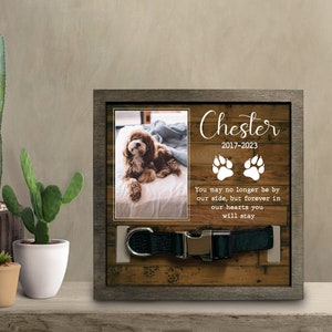Personalized Pet Collar Holder, Custom Dog Portrait, Cat Collar Sign, Pet Memorial Photo Frame, Dog Loss Gift, Pet Keepsake Sympathy Gift