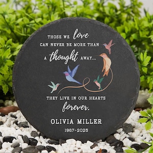 Personalized Memorial Garden Stone, Memorial Hummingbirds Garden Sign, Loss of Loved One, Remembrance Gift, Sympathy Grave Marker