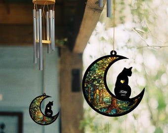 Personalized Cat Memorial Wind Chime: Pet Loss Suncatcher