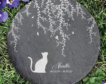 Personalized Cat Memorial Stone, Silhouette Garden Tribute, Pet Loss Sympathy Grave Markers