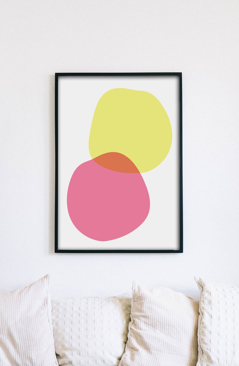 Pink and Yellow Printable Abstract Minimalist Art Digital Download Etsy