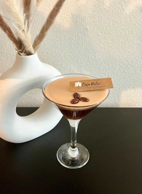 Espresso Martini Candle | Scented Gel Wax, Coffee Bean Decor