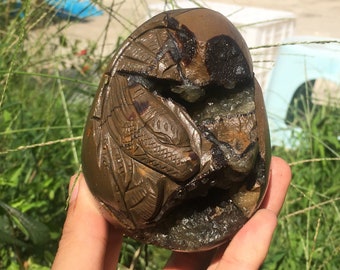 Natural dragon septarian geode egg