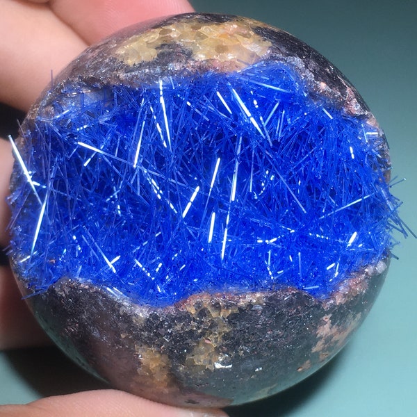 Natural Magnetite Specimen quartz Goethite Blue copper ore Crystal Sphere cluster,specimen crystal birthday gift 1PC