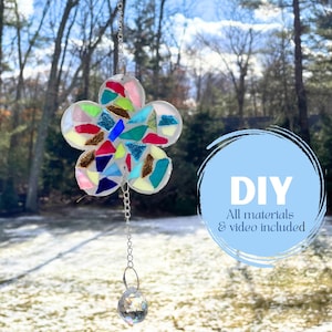 DIY Stained Glass Mosaic Suncatcher Kit: Adult Craft Kit