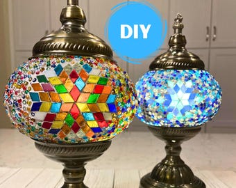 DIY Turkish Mosaic Lamp Kit: Craft Kit for Adults, Boho Decor