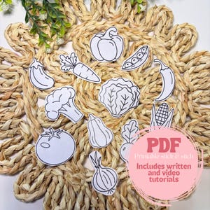 Vegetable Embroidery Stick and Stitch PDF Pattern Digital Design, Beginner Embroidery Guide