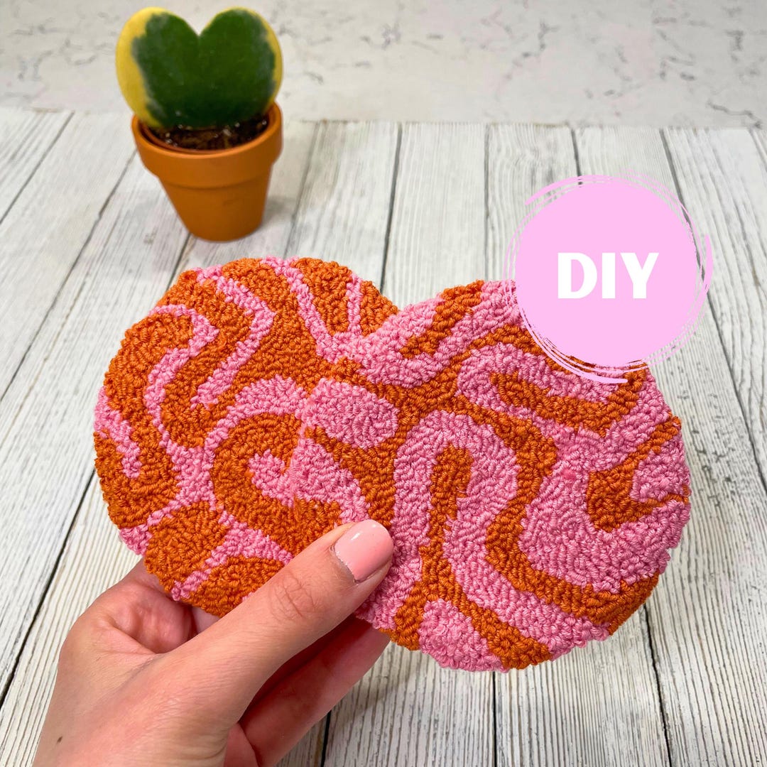 DIY Punch Needle Coaster Kit, Set of Two: Groovy Mug Rug Craft for ...