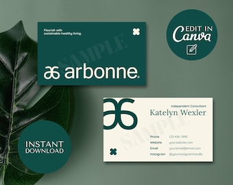 Arbonne Simple Business Card | Instant Access | Instant Download | Edit on Canva
