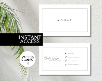 Minimalist Monat Business Card | Personalised Monat Business Card | Edit on Canva | Instant Access