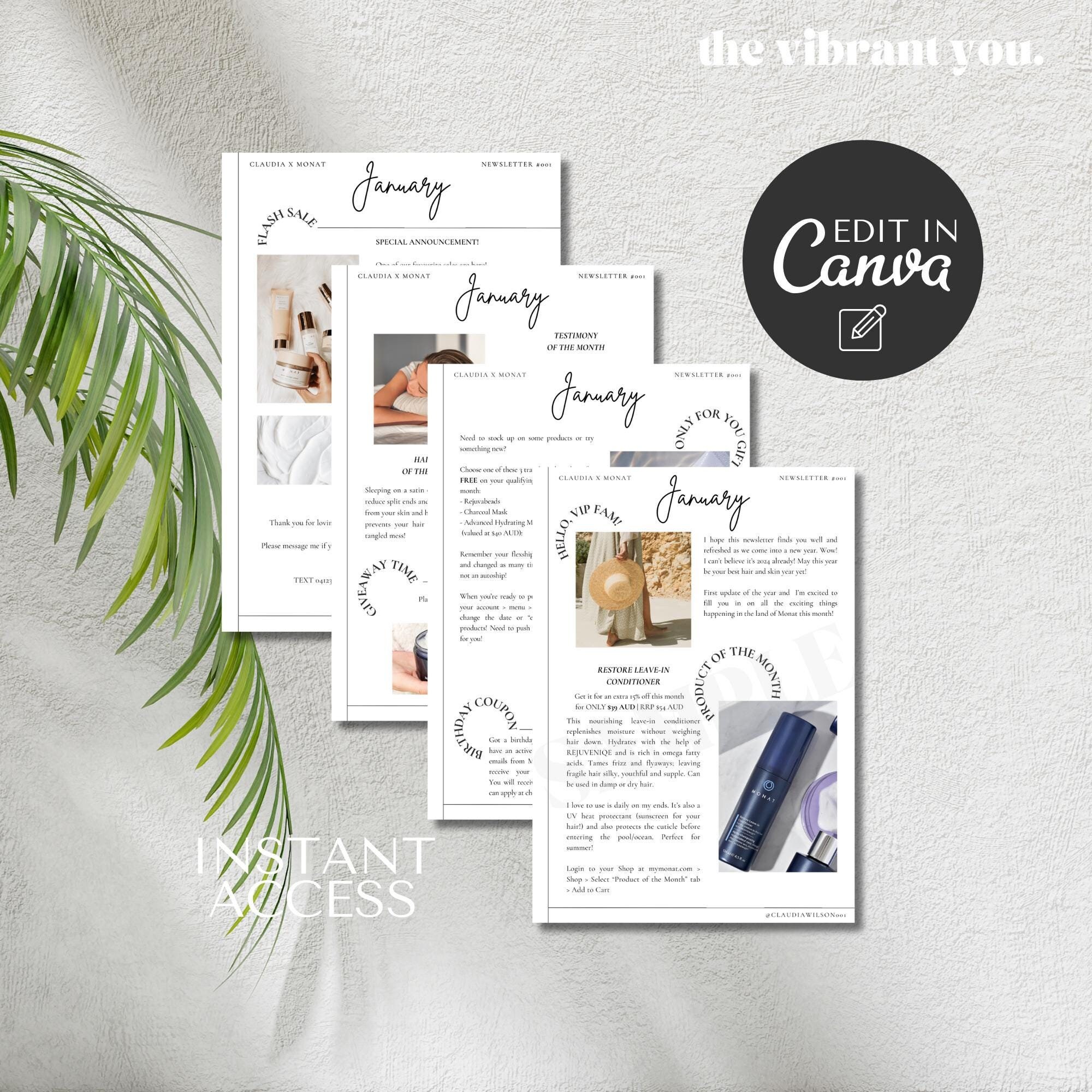 Vip Client Newsletter Monat VIP Newsletter Template | Editable A4 Design (instant Download ...