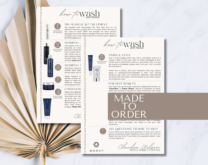 PRINTED in Stock Monat Washing Instruction Cards - Etsy