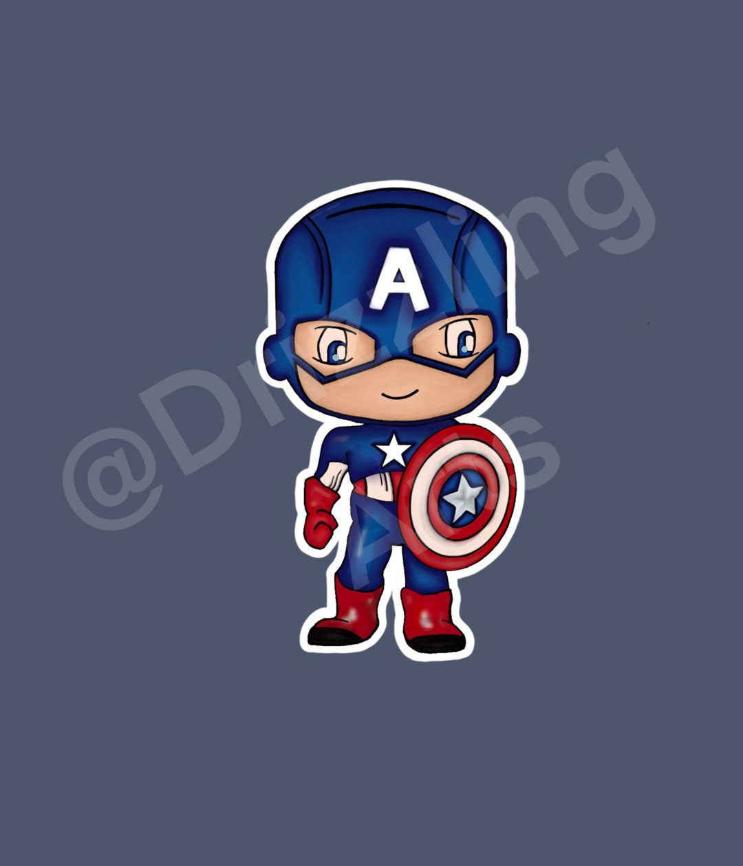 Captain America Sticker Collectible Etsy