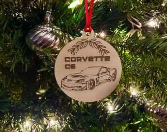 Chevrolet Corvette C6 Christmas Ornament Wood Engraved