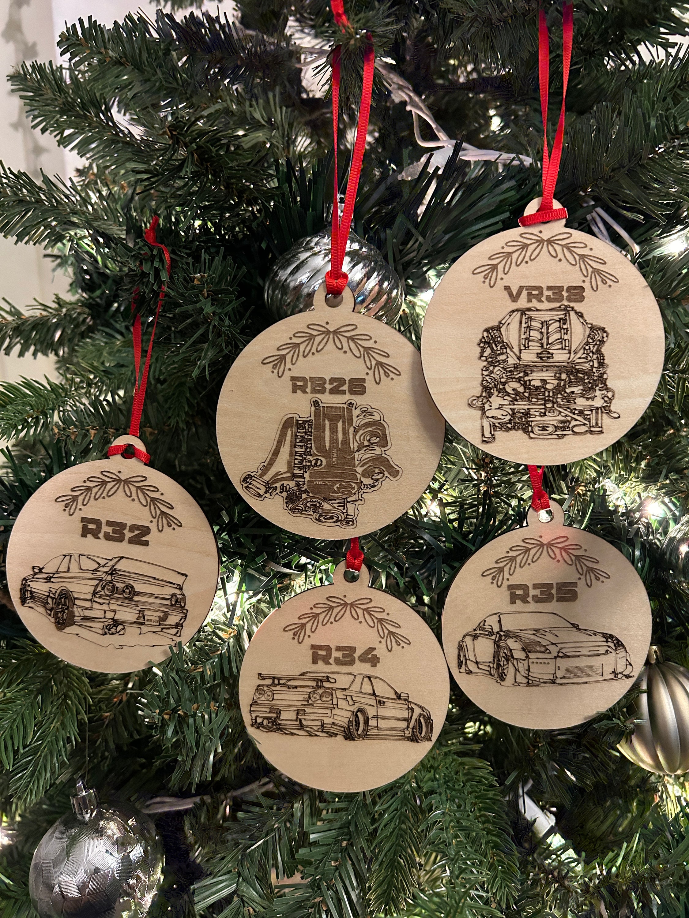JDM Nissan Skyline Christmas Ornament R32 R34 R35 VR38 RB26