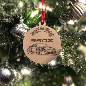 Nissan 350z Christmas Ornament Widebody JDM Z33 Wood Engraved