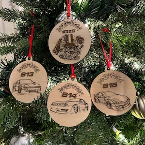 JDM Nissan 240SX Wooden Christmas Ornaments Decorations S Chassis S13 S14 S15 SR20