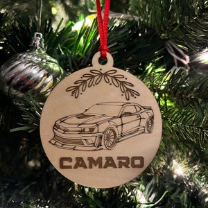 Chevrolet Camaro Christmas Ornament Wood Engraved