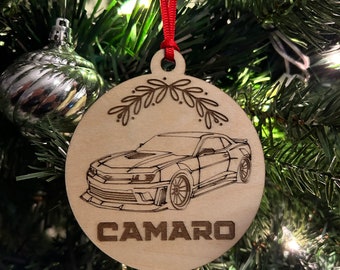 Chevrolet Camaro Christmas Ornament Wood Engraved