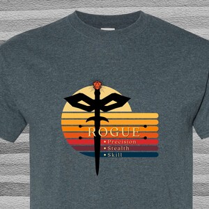 DnD Rogue Sunset Tee Shirt, Dungeons and Dragons Unisex T-Shirt, Gifts for Geeks Active