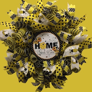 Bumble Bee Wreath, Honey Bee, Outdoor, Large, Honeycomb, Gift, Housewarming
