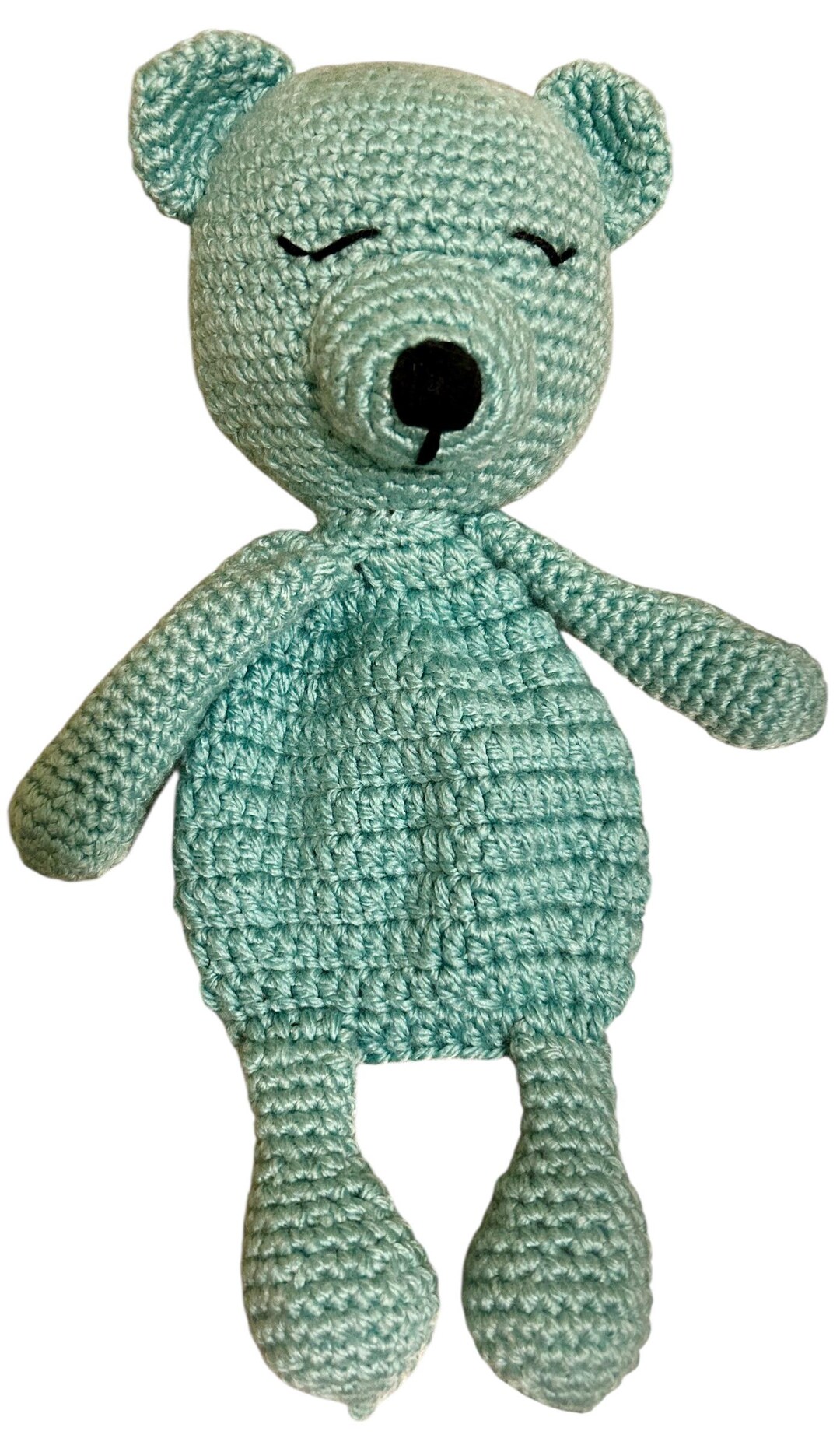 Crochet Teddy Bear Lovey: Blue Raspberry Bamboo Yarn Baby Toy - Etsy