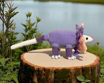 Opossum, Flower, Blossom, Crochet, Whimsical, Toy, Amigurumi