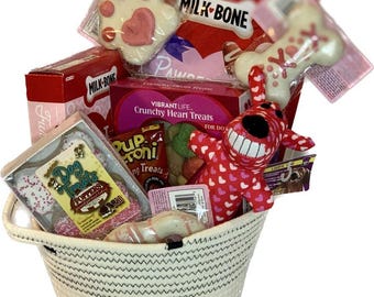 I Chews You Dog Pet Gift Basket - dog Valentine gift, pet Valentine’s Day gift,