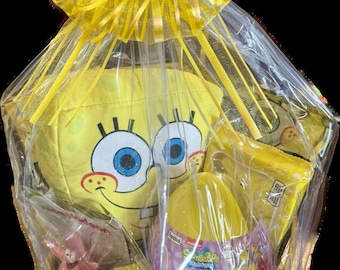 SpongeBob Item Bundle in Gift Basket - unique gift for teen, tween, kid, boy, girl, Sponge Bob fan, unique gift for SpongeBob fan