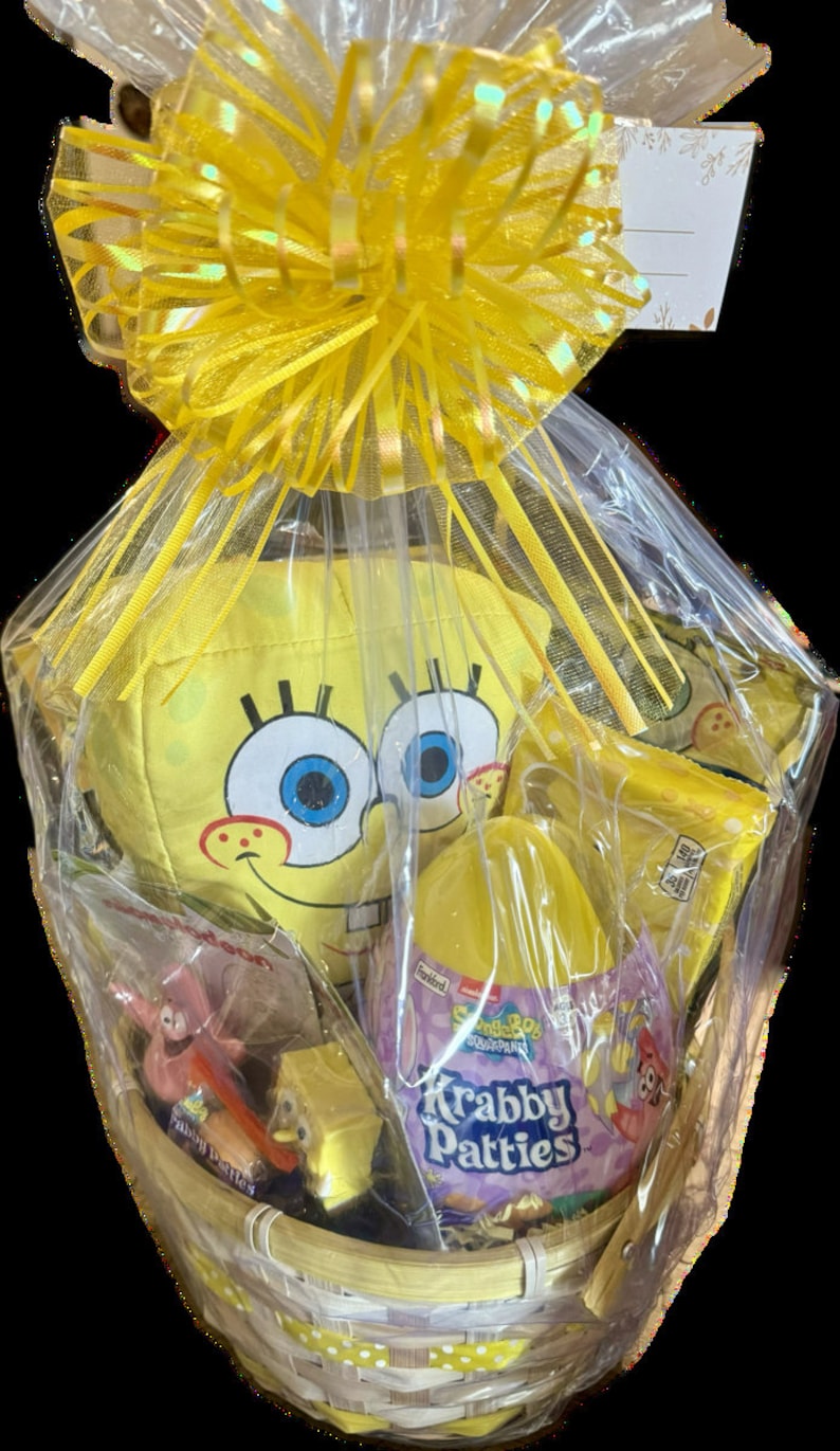 SpongeBob Item Bundle in Gift Basket - unique gift for teen, tween, kid, boy, girl, Sponge Bob fan, unique gift for SpongeBob fan image 1