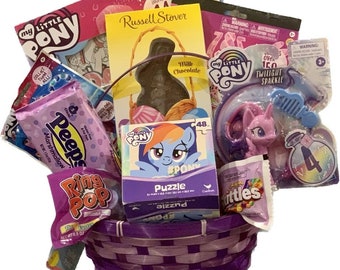 My Little Pony Item Bundle in Gift Basket - unique birthday, get well, congratulations, any occasion gift for girl, kid, My Little Pony fan