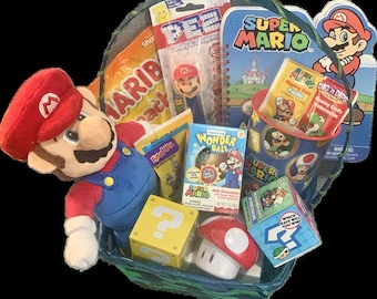 Super Mario Item Bundle in Gift Basket - unique Get Well Gift for Teen, Gamer, Kid, Mario fan- Get Well Soon Care Package Cheer Up Recovery